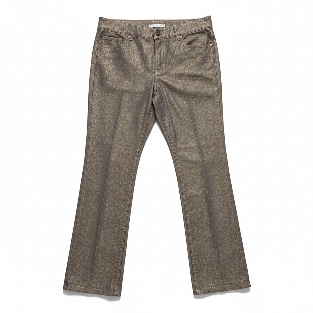 Chico's Platinum Ultimate Fit Slim Leg Women 0.5 Gray Metallic Shimmer Jeans